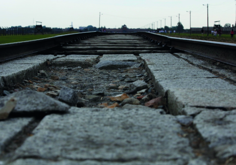 Eisenbahngleise - auf dem Gelände des ehemaligen Konzentrationslagers Auschwitz.