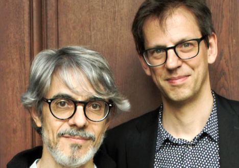 Alberto Posadas (links). Komponist und Florian Hölscher, Pianist